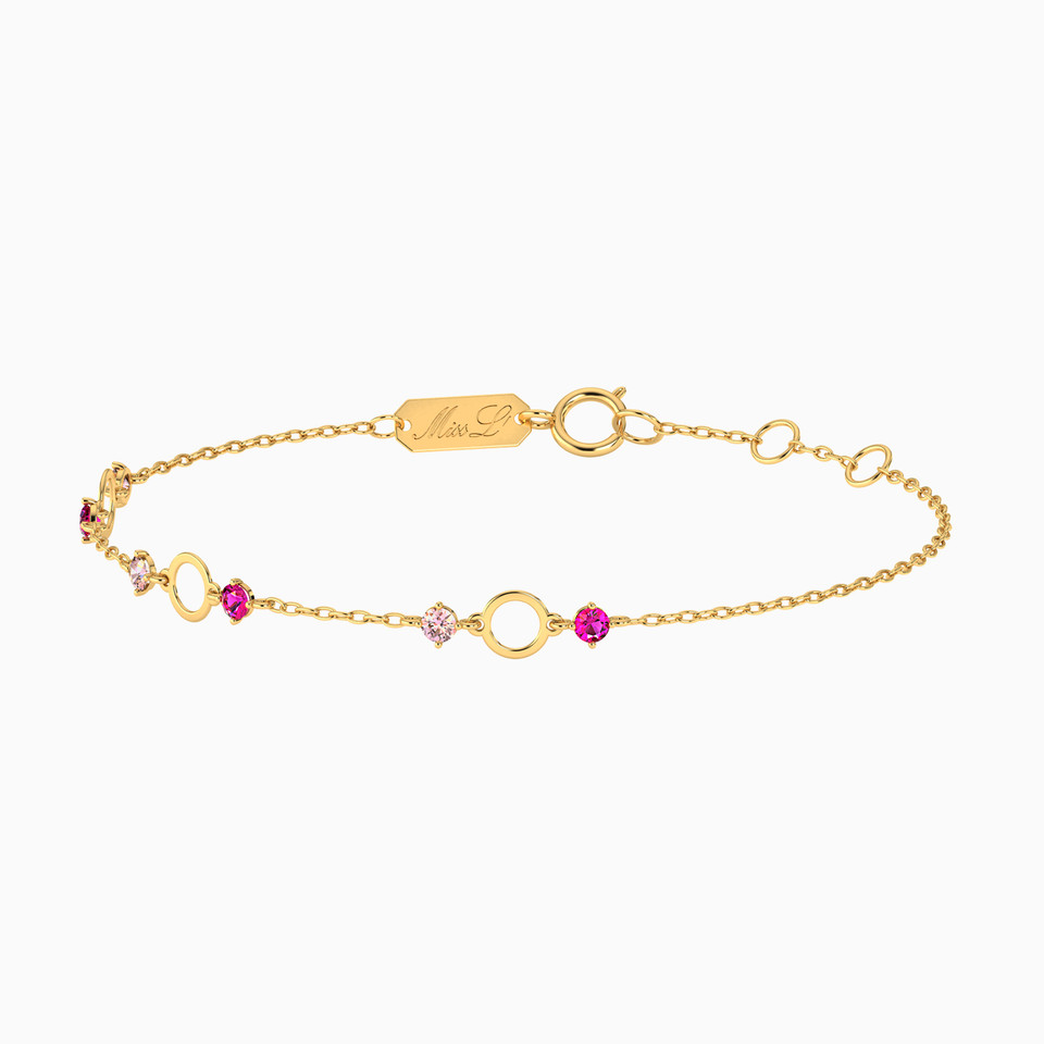 Circle Red Stone Chain Bracelet in 14K Gold Circle Red Stone Chain Bracelet in 14K Gold