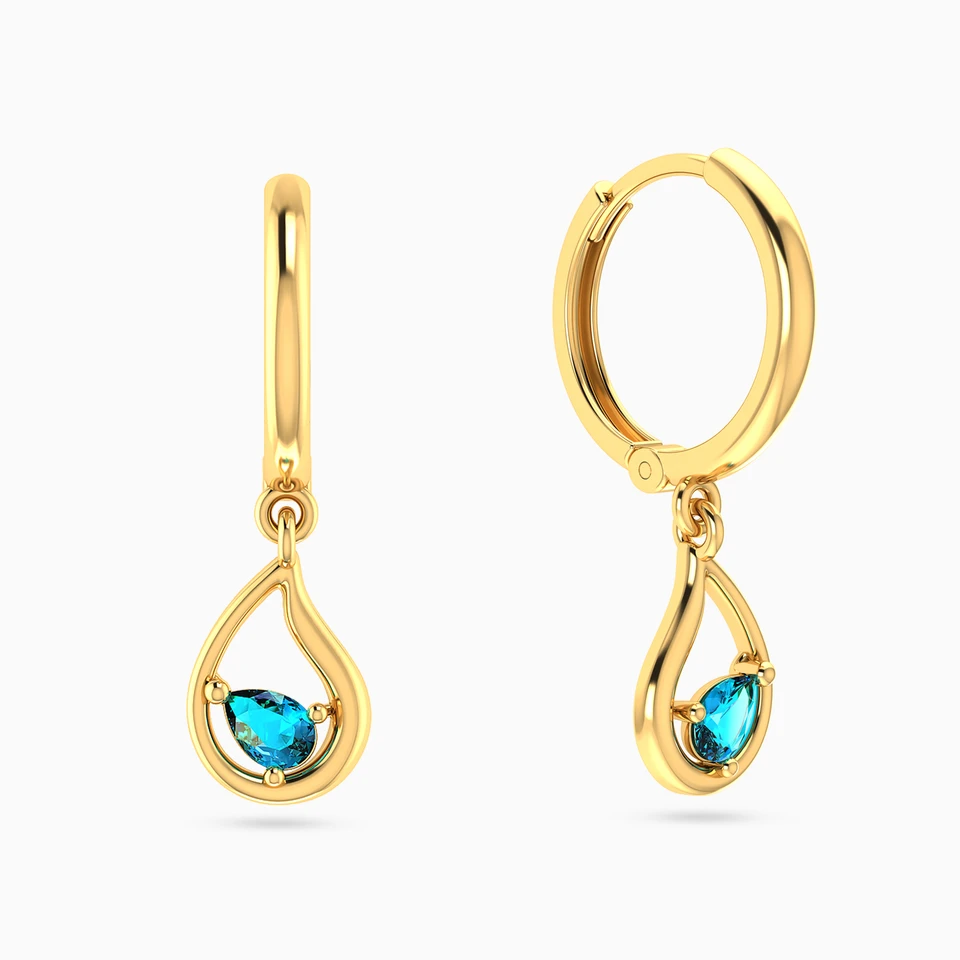Pear Green Stones Drop Earrings in 14K Gold Pear Green Stones Drop Earrings in 14K Gold