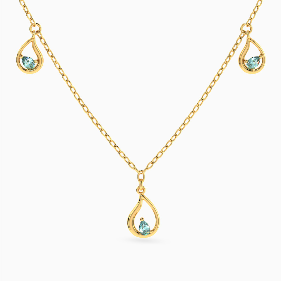 Pear Green Stones Choker Necklace in 14K Gold Pear Green Stones Choker Necklace in 14K Gold