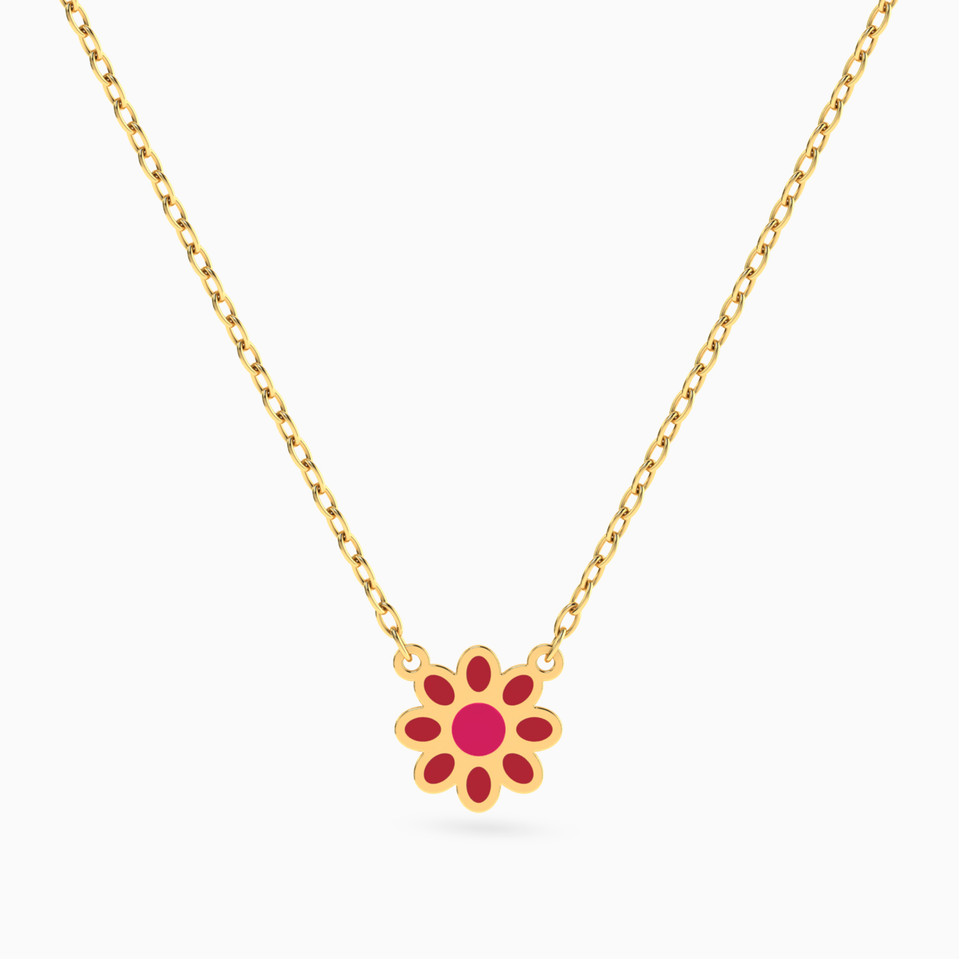 Kids Flower Enamel Coated Necklace in 14K Gold Kids Flower Enamel Coated Necklace in 14K Gold