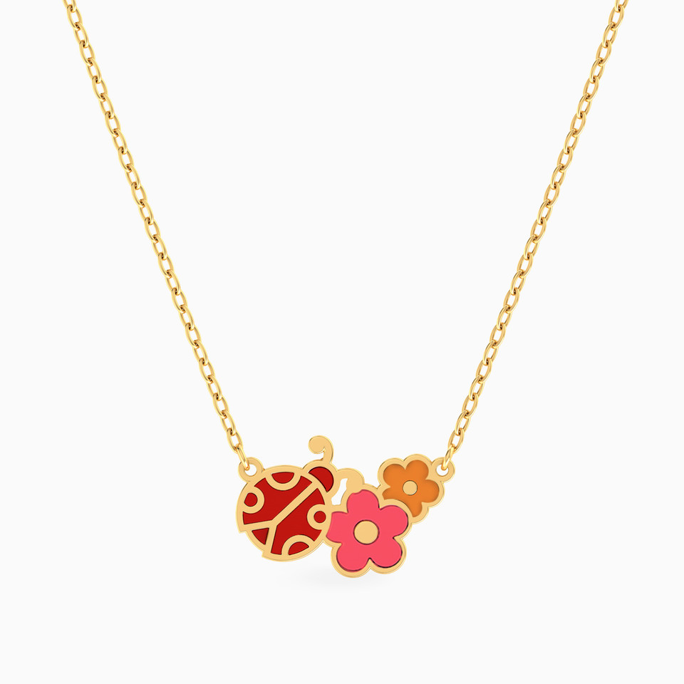 Kids Flower Enamel Coated Necklace in 14K Gold Kids Flower Enamel Coated Necklace in 14K Gold