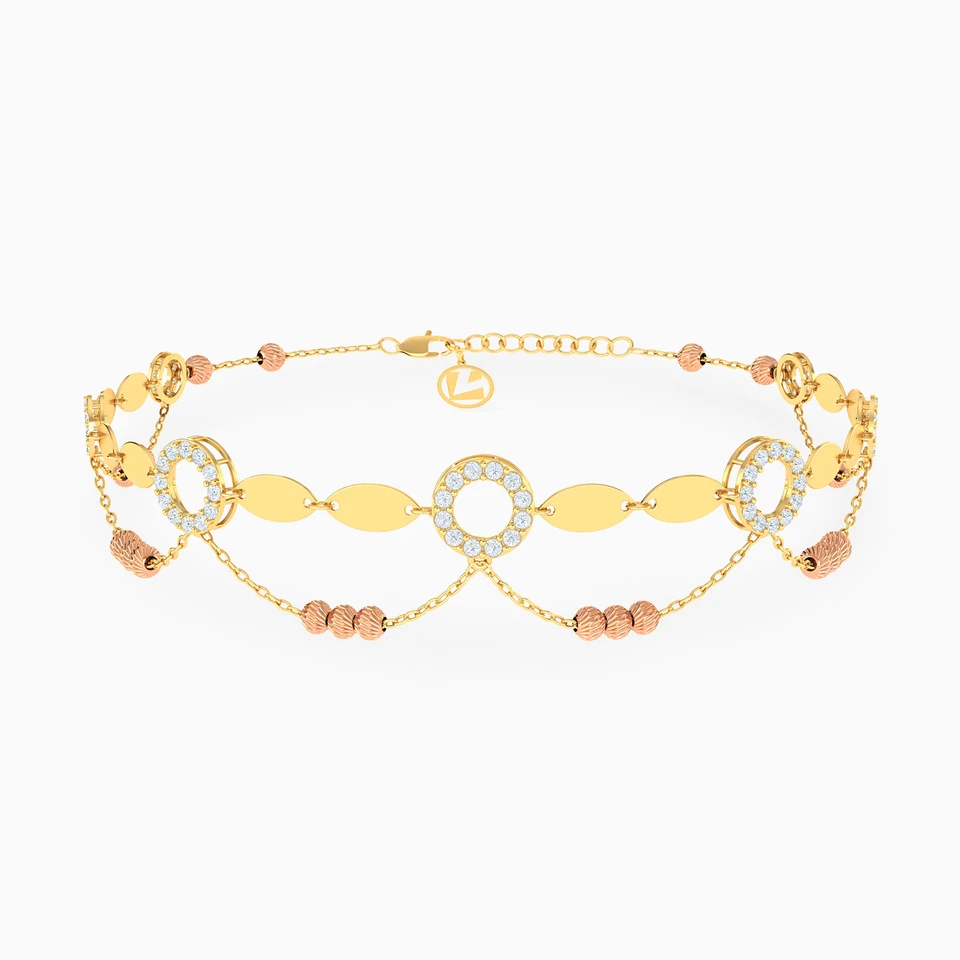 Circle Cubic Zirconia Chain Anklet in 18K Gold Circle Cubic Zirconia Chain Anklet in 18K Gold