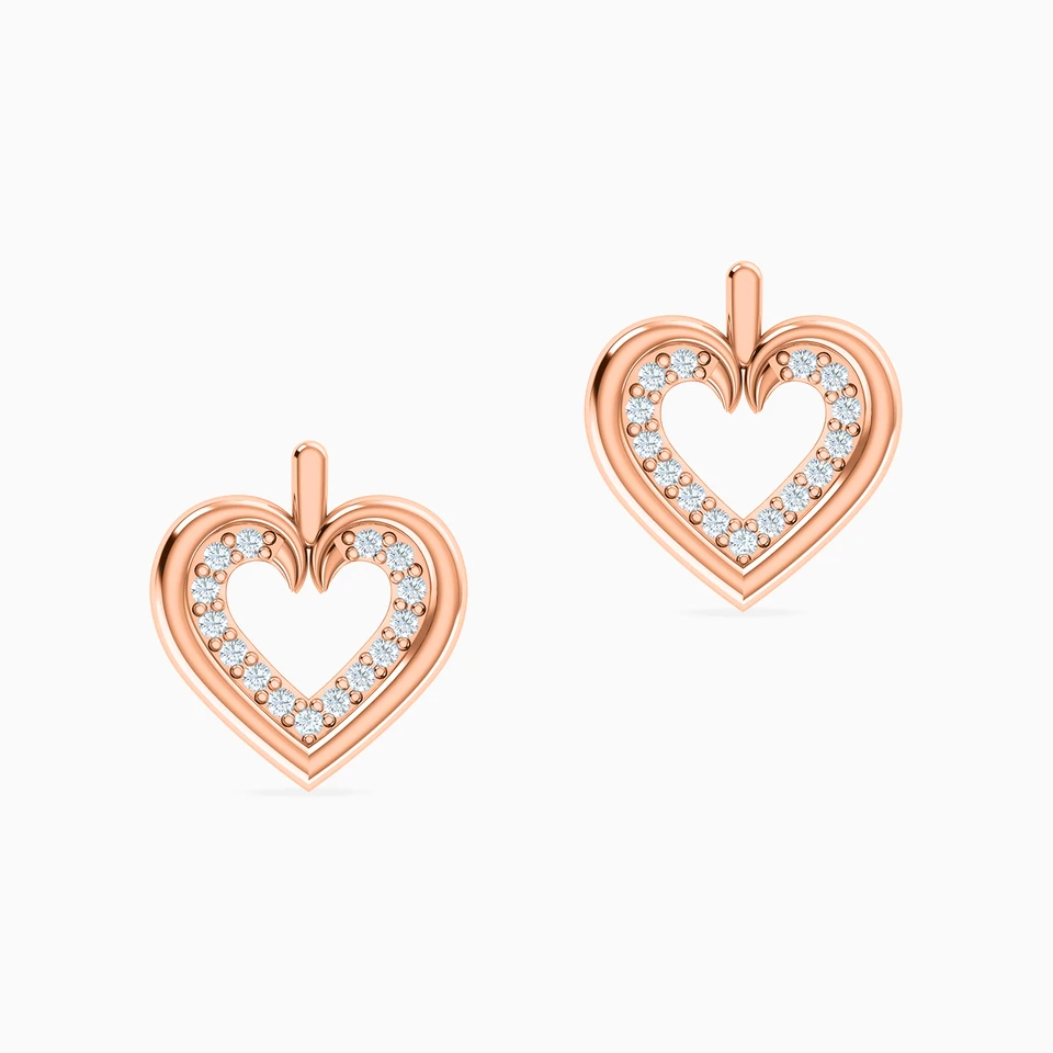 Heart Shaped Diamond Stud Earrings in 18K Gold Heart Shaped Diamond Stud Earrings in 18K Gold