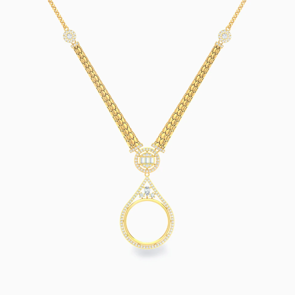 Circle Cubic Zirconia Necklace in 18K Gold Circle Cubic Zirconia Necklace in 18K Gold
