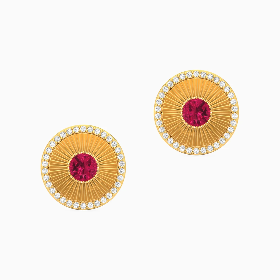 Circle Rose Stone Stud Earrings in 18K Gold Circle Rose Stone Stud Earrings in 18K Gold
