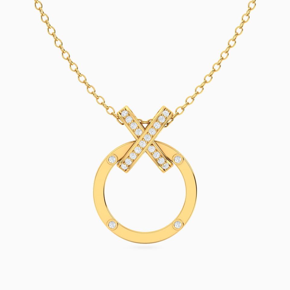 Circle Cubic Zirconia Necklace in 18K Gold Circle Cubic Zirconia Necklace in 18K Gold