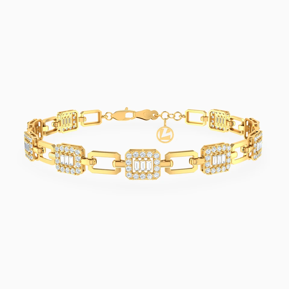 Links Cubic Zirconia Chain Bracelet in 18K Gold Links Cubic Zirconia Chain Bracelet in 18K Gold