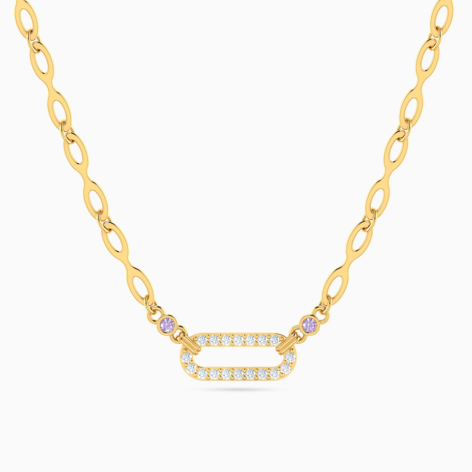 Oval Cubic Zirconia Necklace in 14K Gold Oval Cubic Zirconia Necklace in 14K Gold