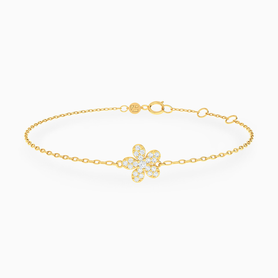 Flower Cubic Zirconia Chain Bracelet in 14K Gold Flower Cubic Zirconia Chain Bracelet in 14K Gold