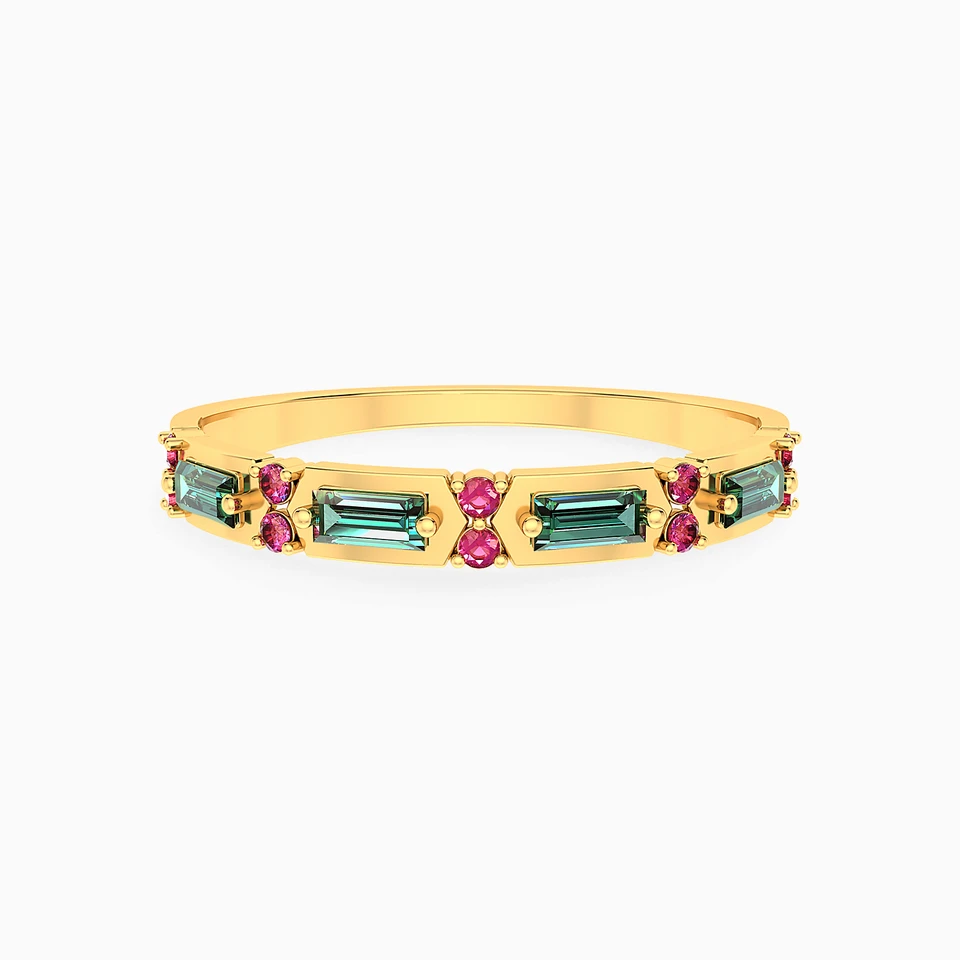 Multishaped Colored Stones Statement Ring in 14K Gold Multishaped Colored Stones Statement Ring in 14K Gold