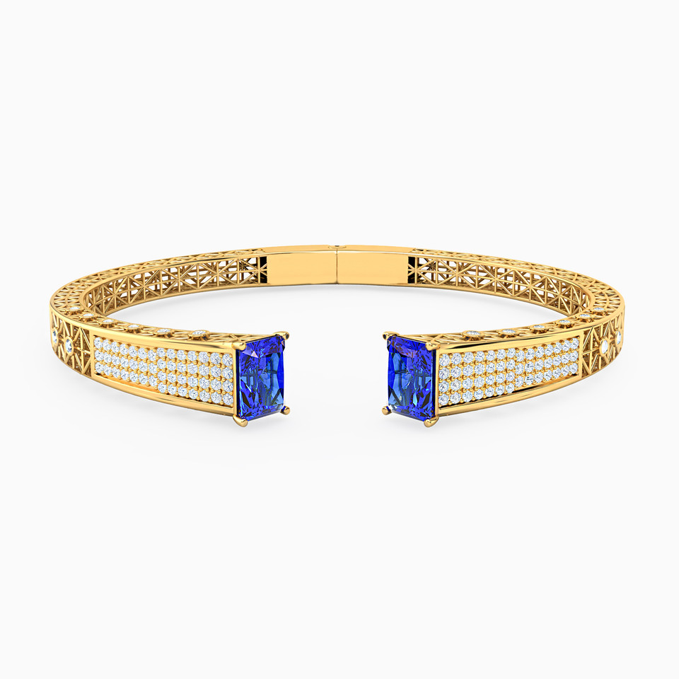 LGB277 - 18K Gold Colored Stones Cuff Bracelet