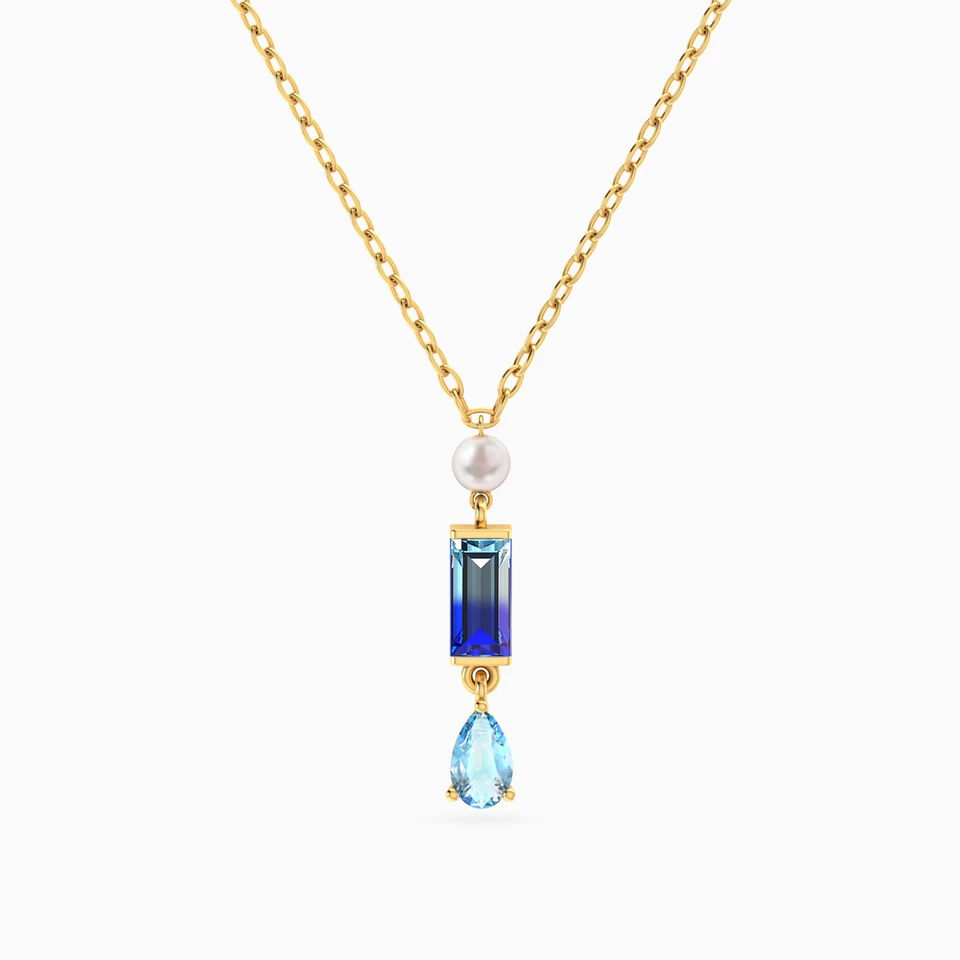 Multishaped Pearl & Colored Stones Necklace in 14K Gold Multishaped Pearl & Colored Stones Necklace in 14K Gold