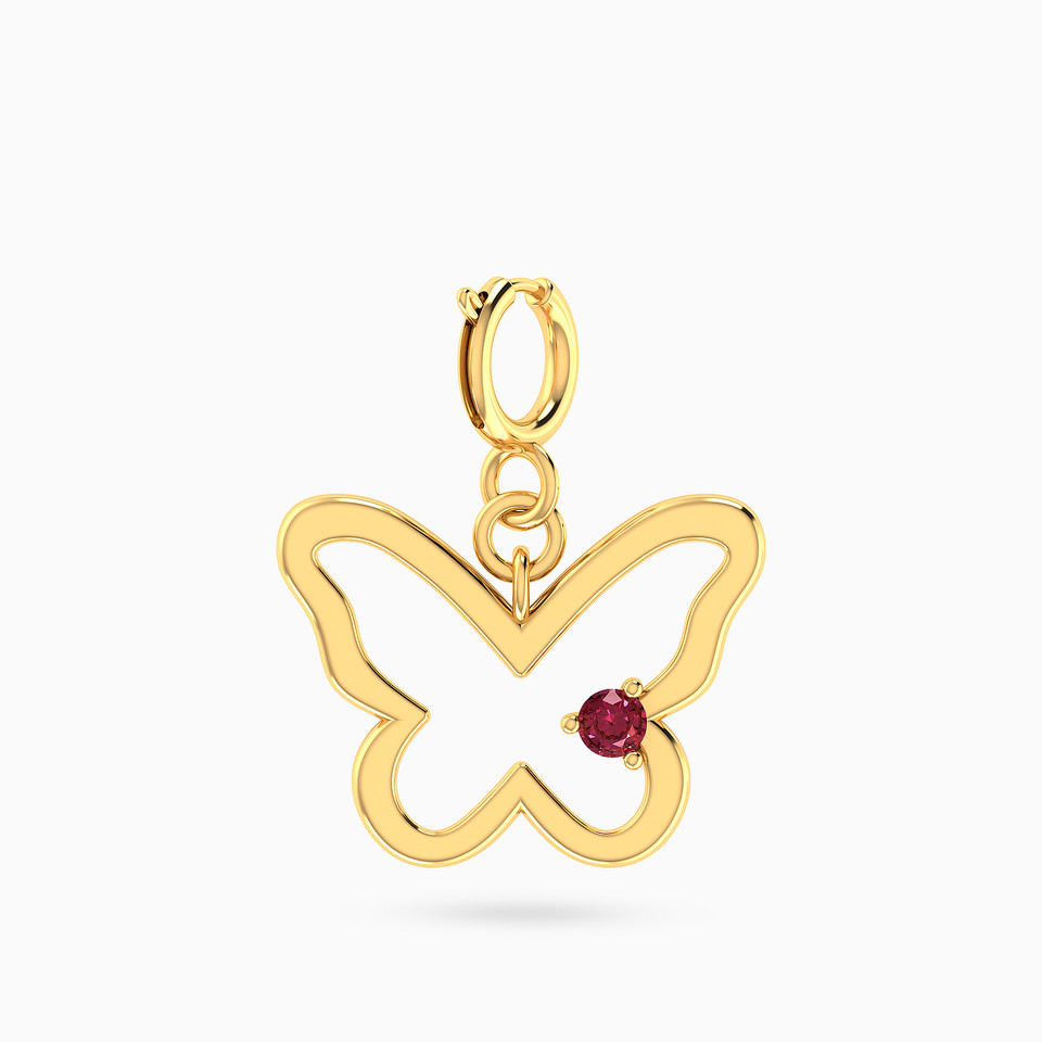 Butterfly Shaped Rose Stone Charm in 14K Gold Butterfly Shaped Rose Stone Charm in 14K Gold