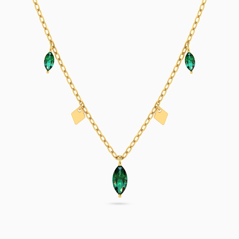 Marquise Green Stones Necklace in 14K Gold Marquise Green Stones Necklace in 14K Gold