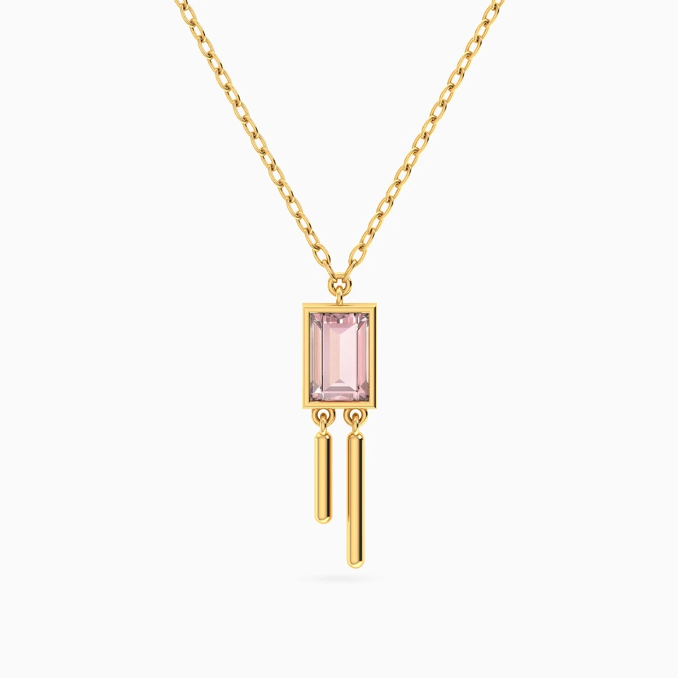Rectangle Rose Stone Necklace in 14K Gold Rectangle Rose Stone Necklace in 14K Gold