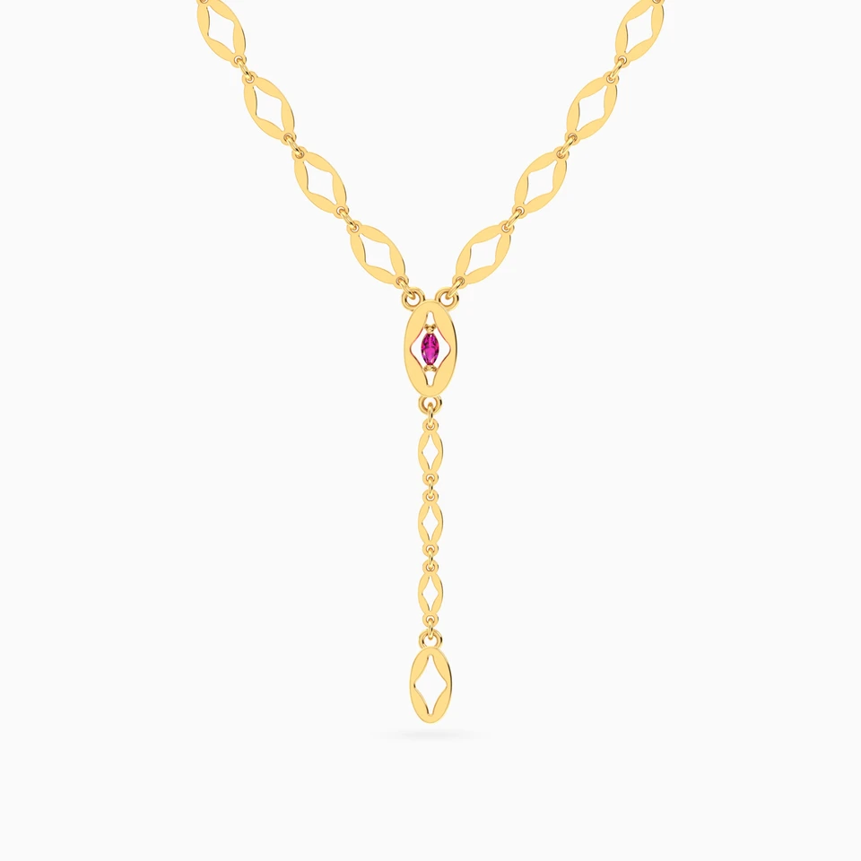 Rose Stone Chain Necklace in 18K Gold Rose Stone Chain Necklace in 18K Gold