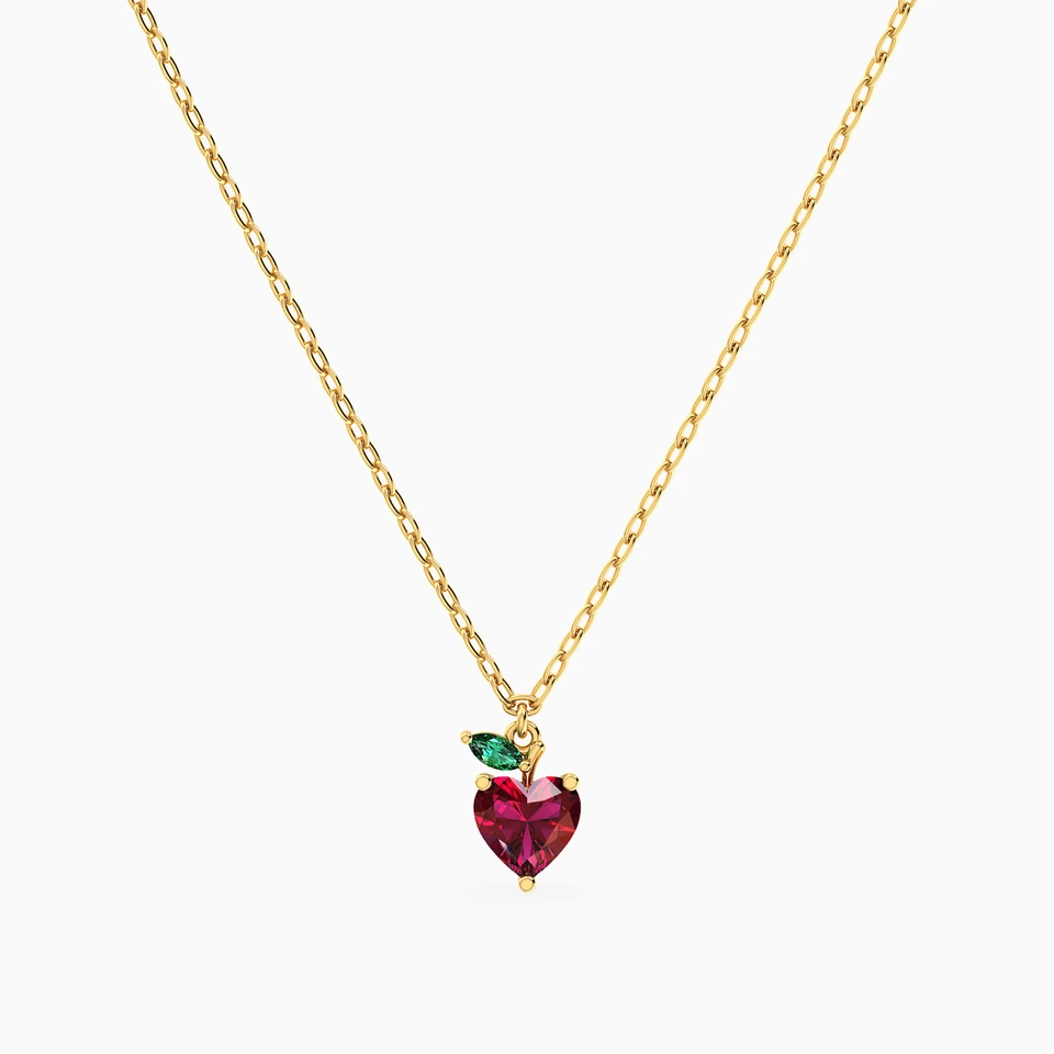 Kids Strawberry Colored Stones Necklace in 14K Gold Kids Strawberry Colored Stones Necklace in 14K Gold