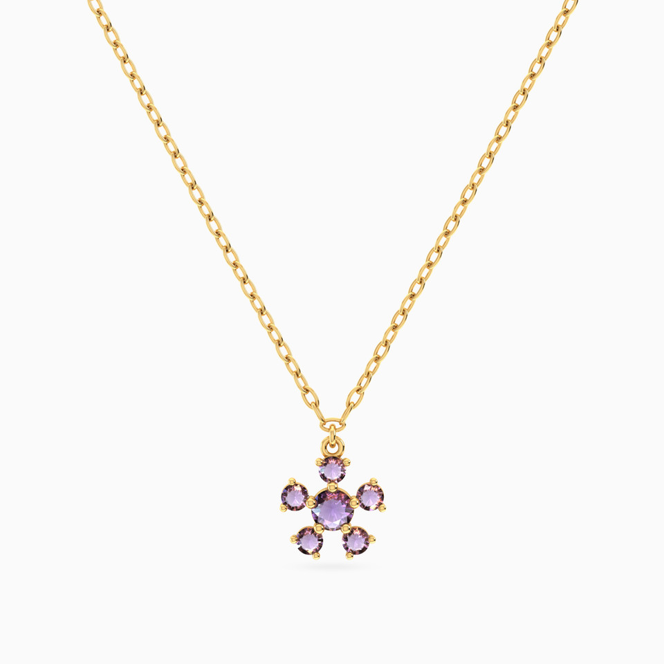 Kids Flower Purple Stone Necklace in 14K Gold Kids Flower Purple Stone Necklace in 14K Gold