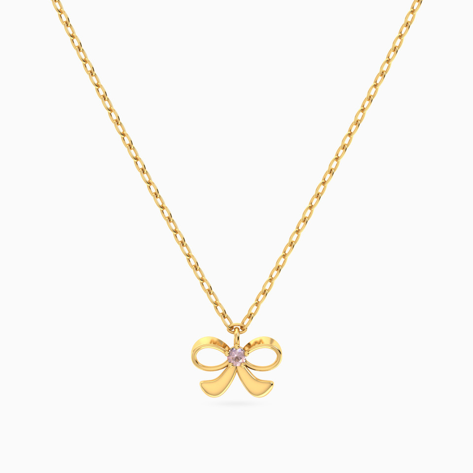 Kids Bow Purple Stone Necklace in 14K Gold Kids Bow Purple Stone Necklace in 14K Gold
