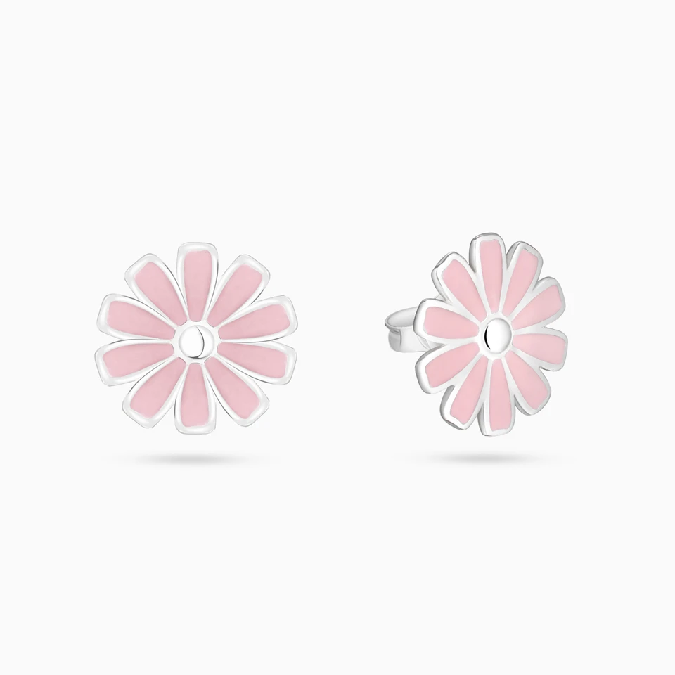Flower Earrings Enamel Stud Earrings In Silver Flower Earrings Enamel Stud Earrings In Silver