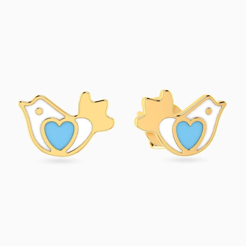 Kids Bird Colored Stones Stud Earrings in 14K Gold Kids Bird Colored Stones Stud Earrings in 14K Gold