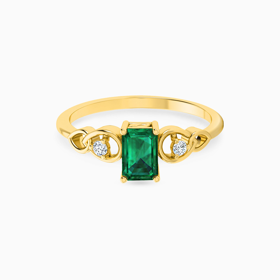 Baguette Diamond & Green Stones Ring in 18K Gold Baguette Diamond & Green Stones Ring in 18K Gold