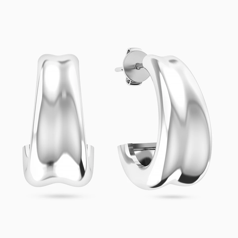 Curved Earrings In Silver Curved Earrings In Silver