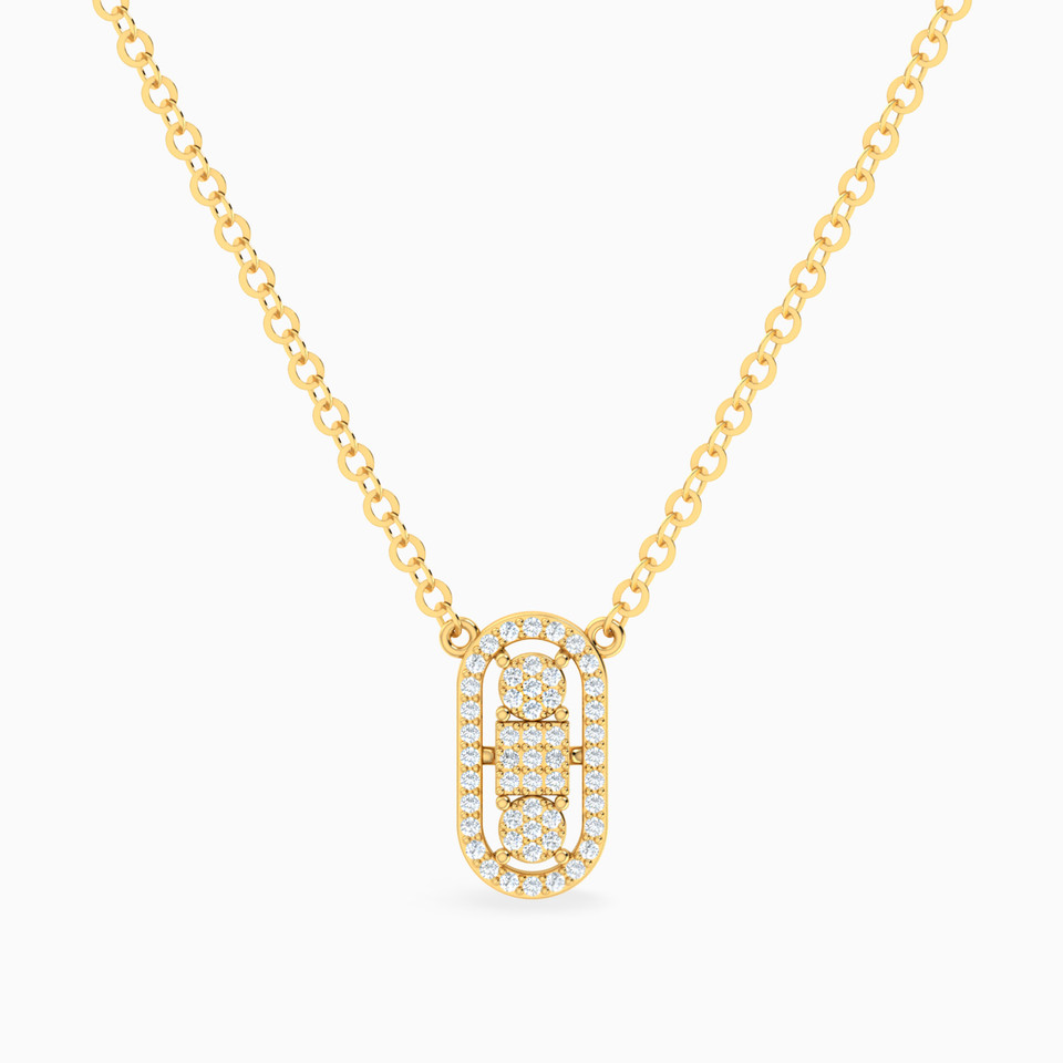 Pill Diamond Necklace In 14K Gold Pill Diamond Necklace In 14K Gold