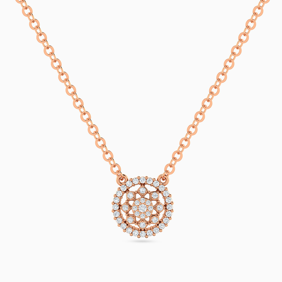 Circle Diamond Necklace In 14K Gold Circle Diamond Necklace In 14K Gold