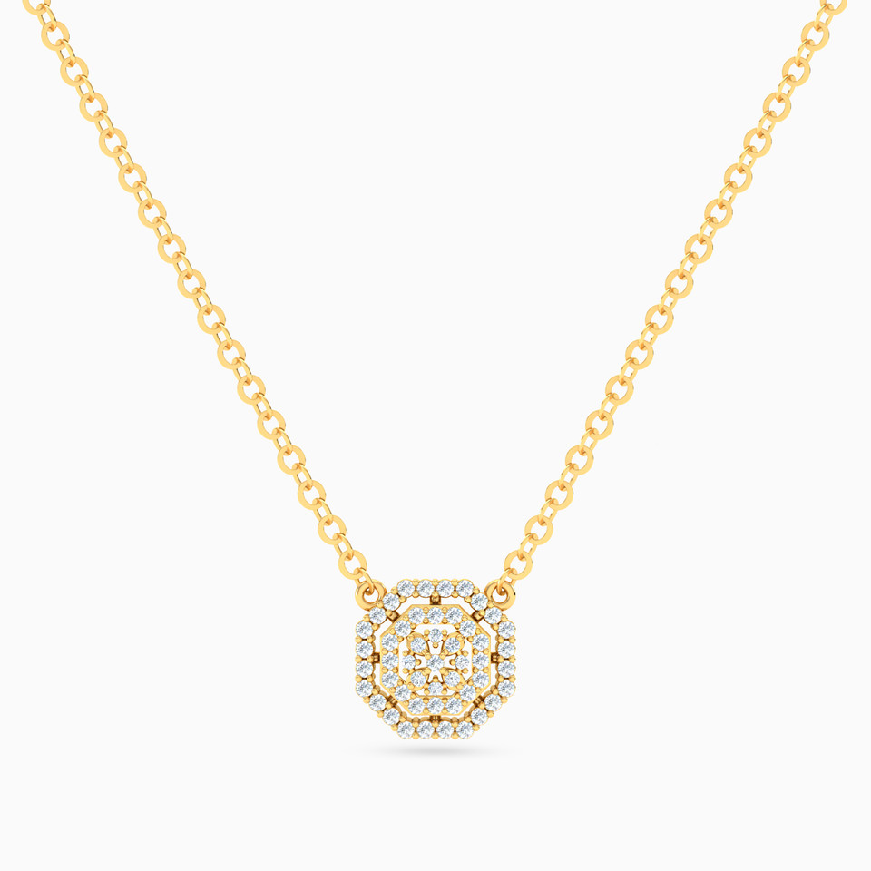Octagon Diamond Necklace In 14K Gold Octagon Diamond Necklace In 14K Gold