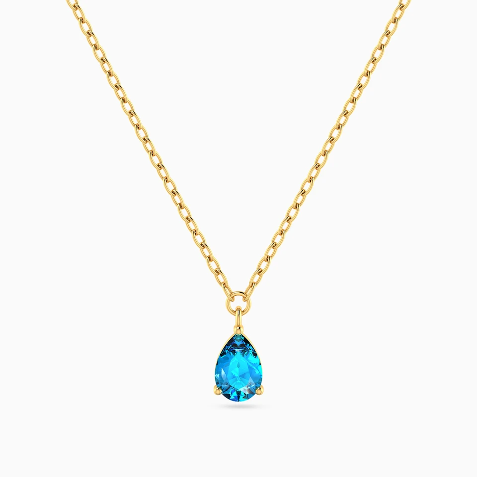 Aqua Blue Stone Necklace In 14K Gold Aqua Blue Stone Necklace In 14K Gold