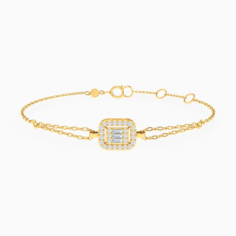 Rectangle Cubic Zirconia Chain Bracelet In 14K Gold Rectangle Cubic Zirconia Chain Bracelet In 14K Gold