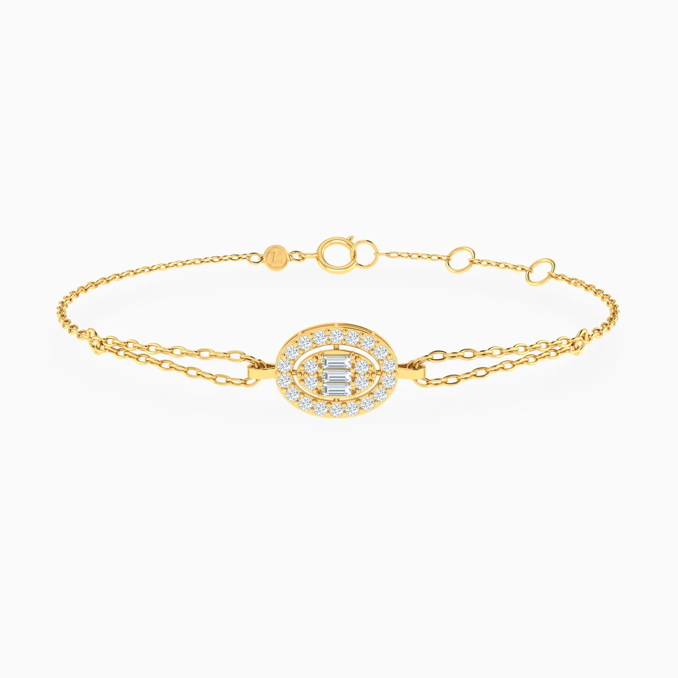 Oval Cubic Zirconia Chain Bracelet In 14K Gold Oval Cubic Zirconia Chain Bracelet In 14K Gold