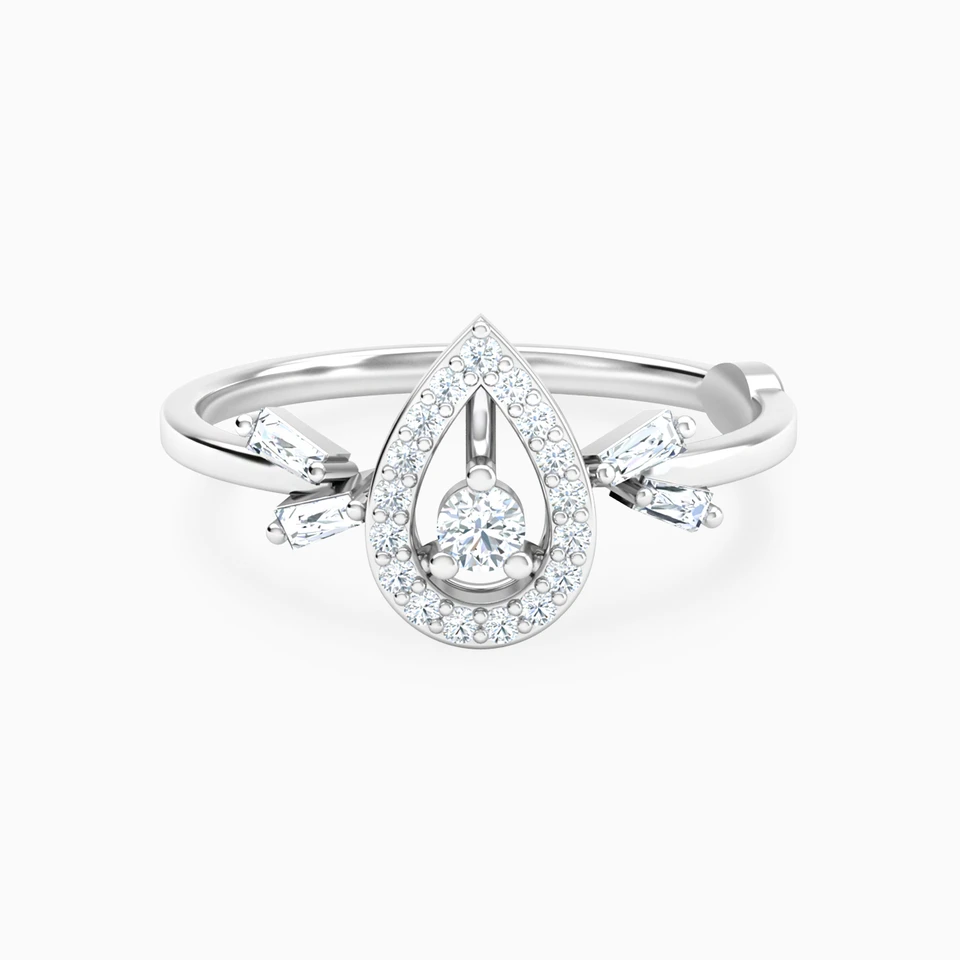 Pear Shaped Diamond Ring In 18K Gold Pear Shaped Diamond Ring In 18K Gold
