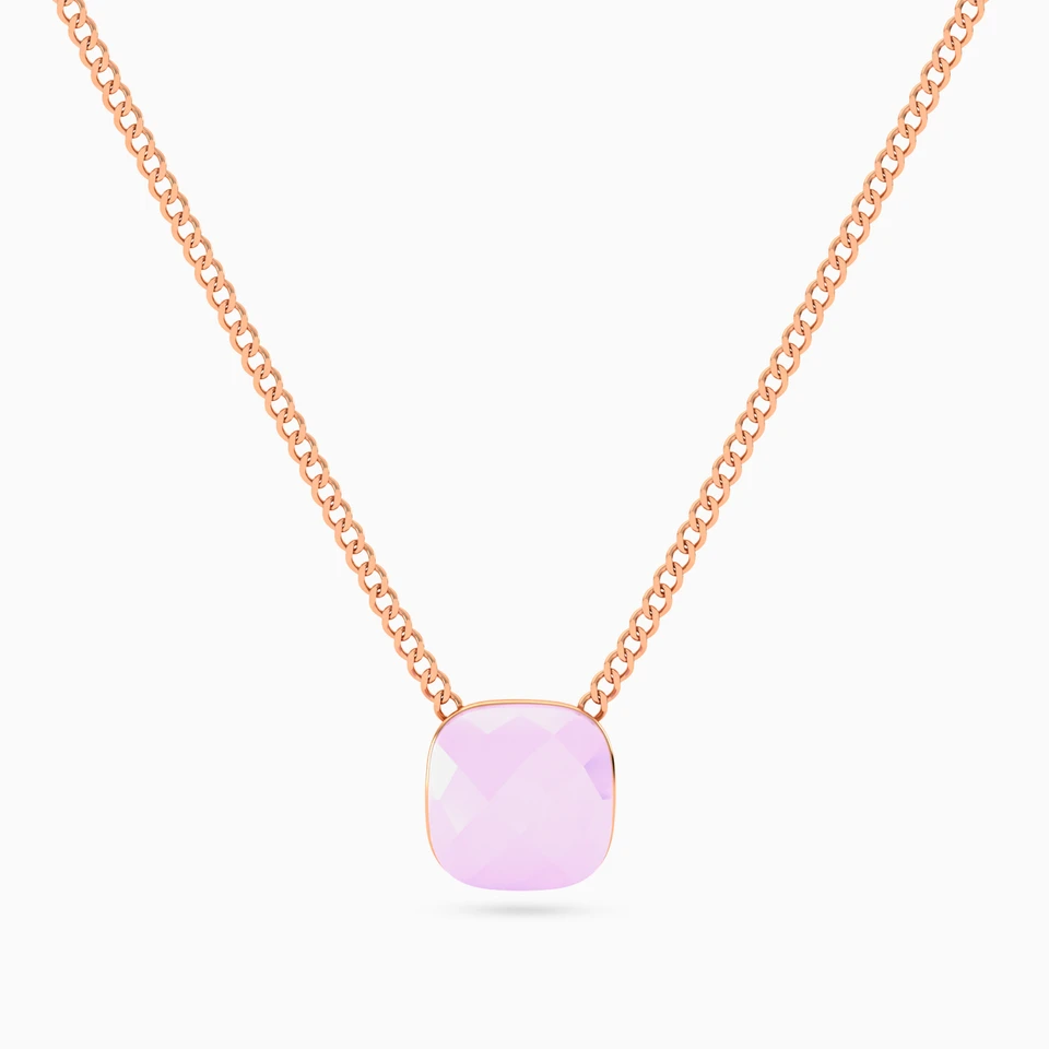 Pale Pink Stone Gold Plated Chain Necklace Pale Pink Stone Gold Plated Chain Necklace