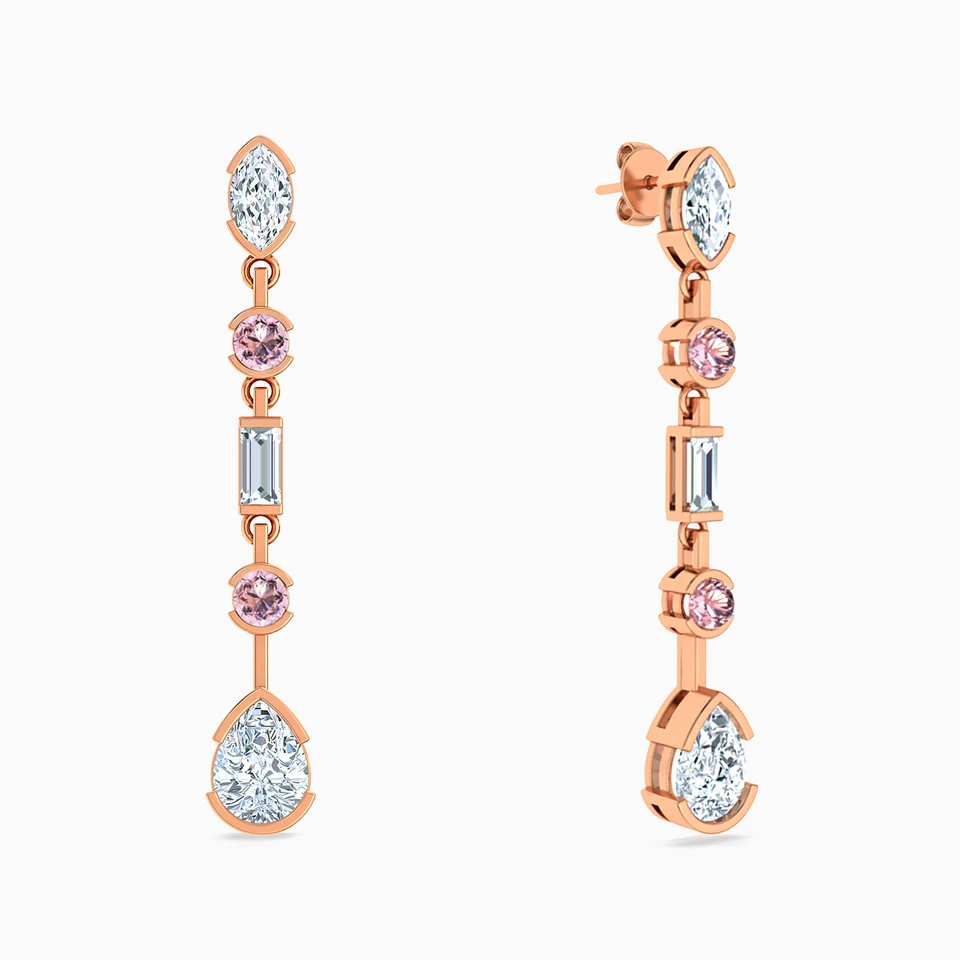 Multishaped Clear Stone Gold Plated Drop Earrings Multishaped Clear Stone Gold Plated Drop Earrings