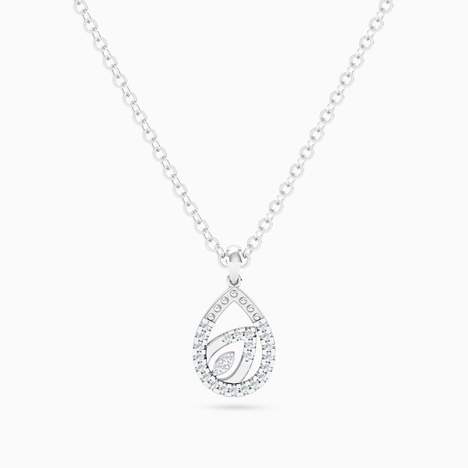 Raindrop & Leaf Diamond Necklace In 18K Gold Raindrop & Leaf Diamond Necklace In 18K Gold