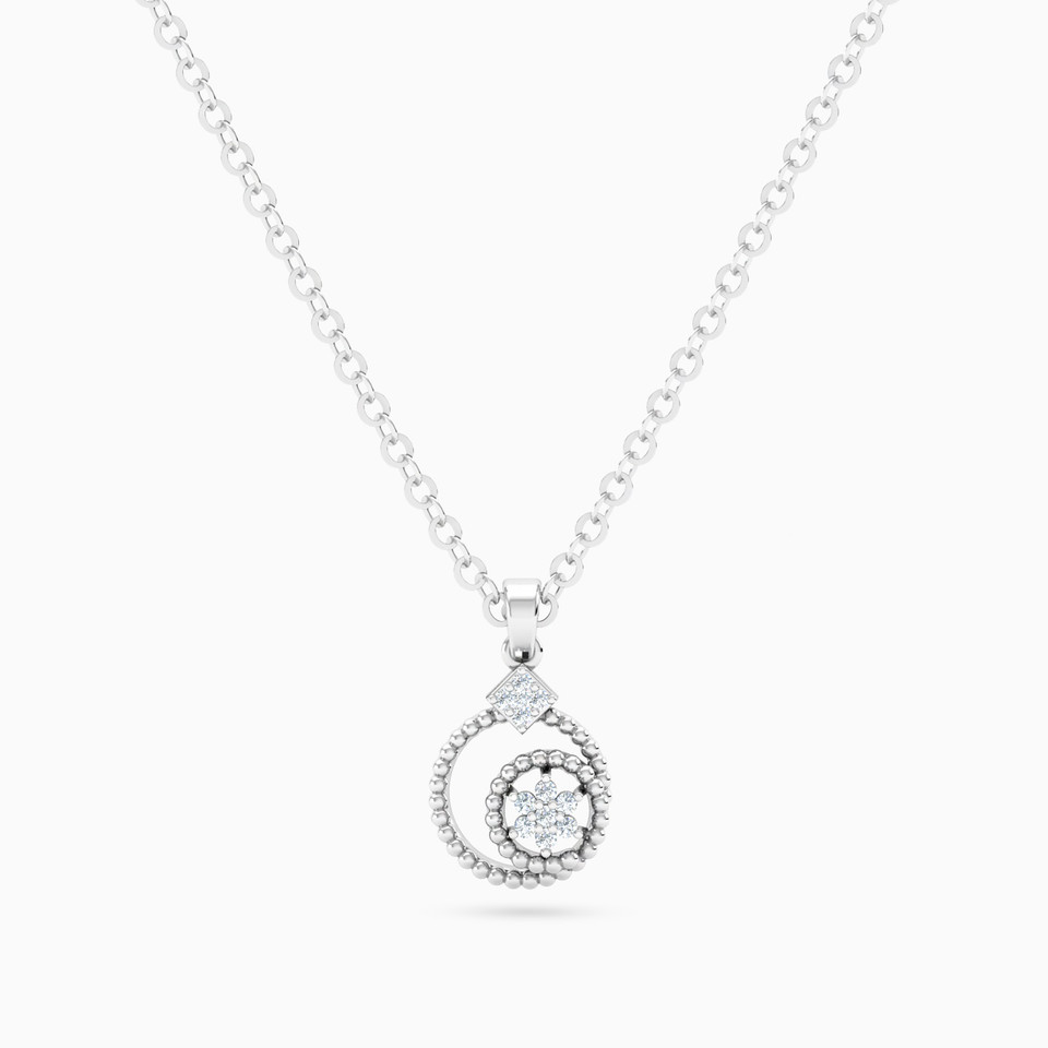 Flower & Circles Diamond Necklace In 18K Gold Flower & Circles Diamond Necklace In 18K Gold