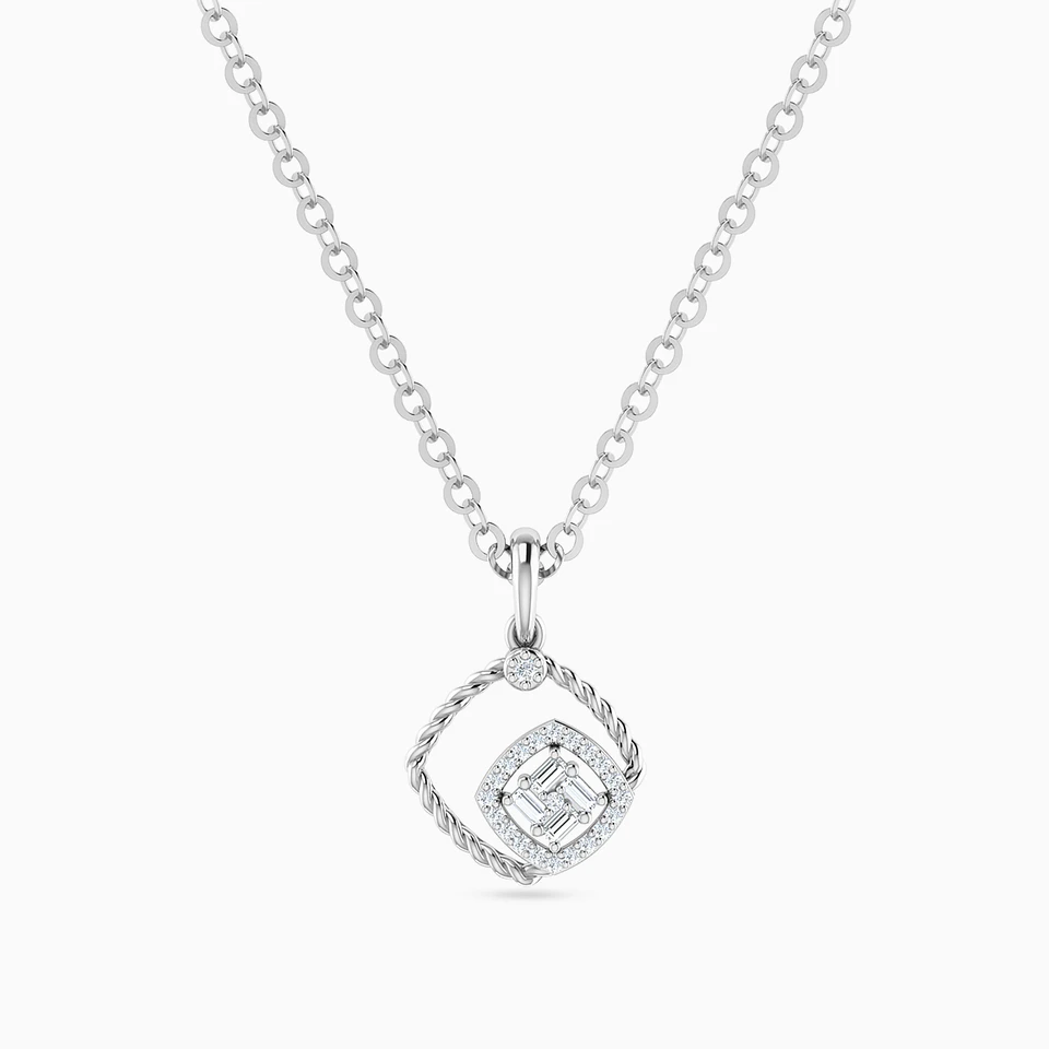 Layered Squares Diamond Necklace In 18K Gold Layered Squares Diamond Necklace In 18K Gold