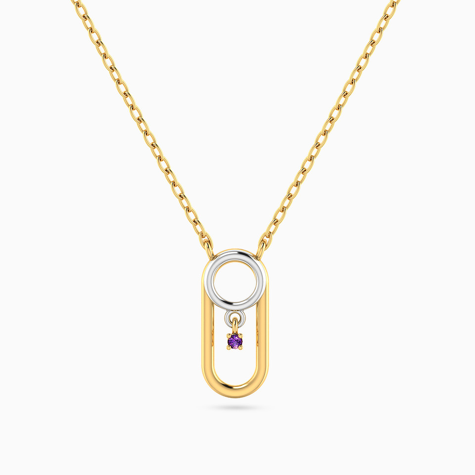 Half Circle Purple Stone Necklace In 14K Gold Half Circle Purple Stone Necklace In 14K Gold