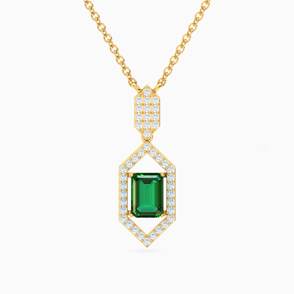Geometric Green Stone Necklace In 18K Gold Geometric Green Stone Necklace In 18K Gold