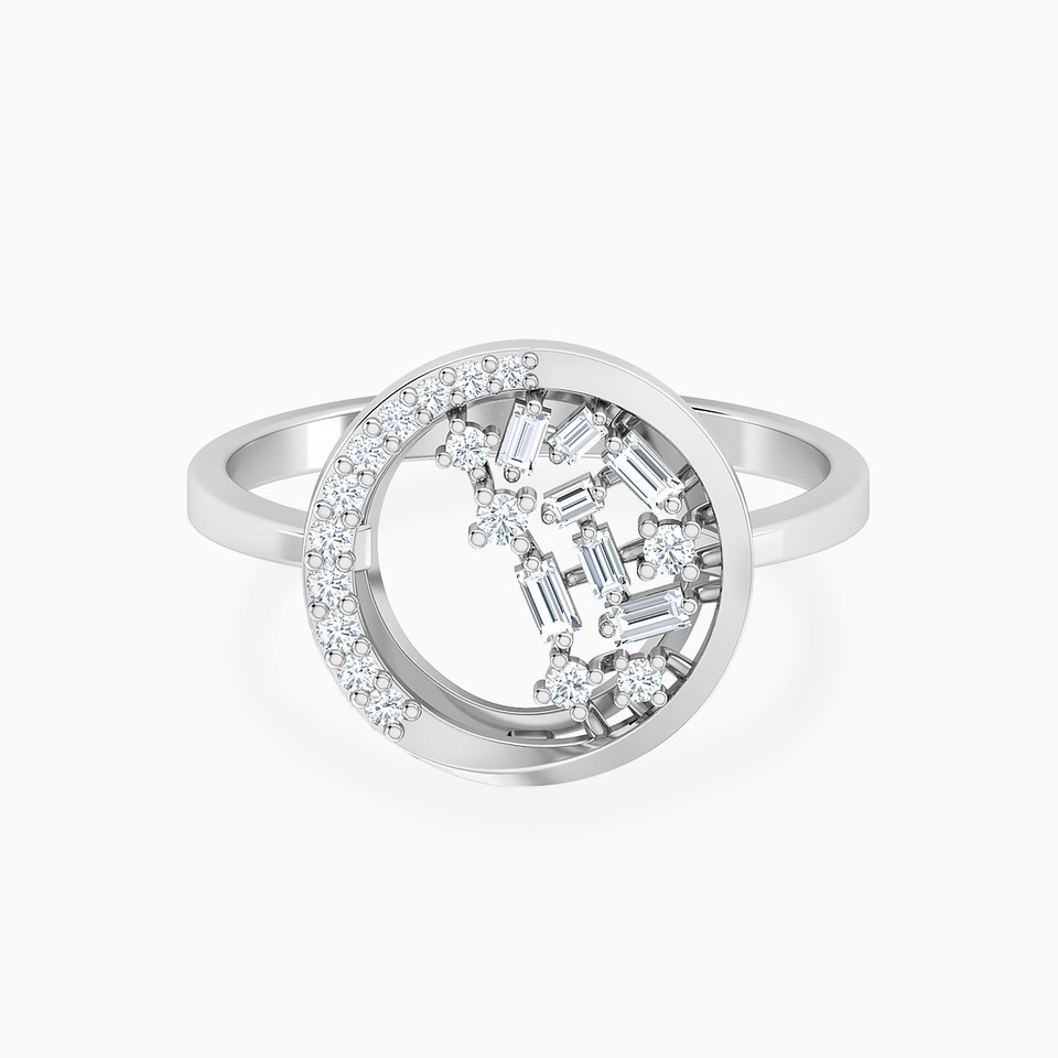Crescent in Circular Frame Diamond Ring in 18K Gold Crescent in Circular Frame Diamond Ring in 18K Gold