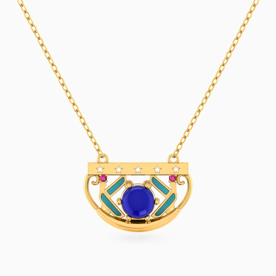Solar Barque Colored Stones Necklace in 14K Gold Solar Barque Colored Stones Necklace in 14K Gold
