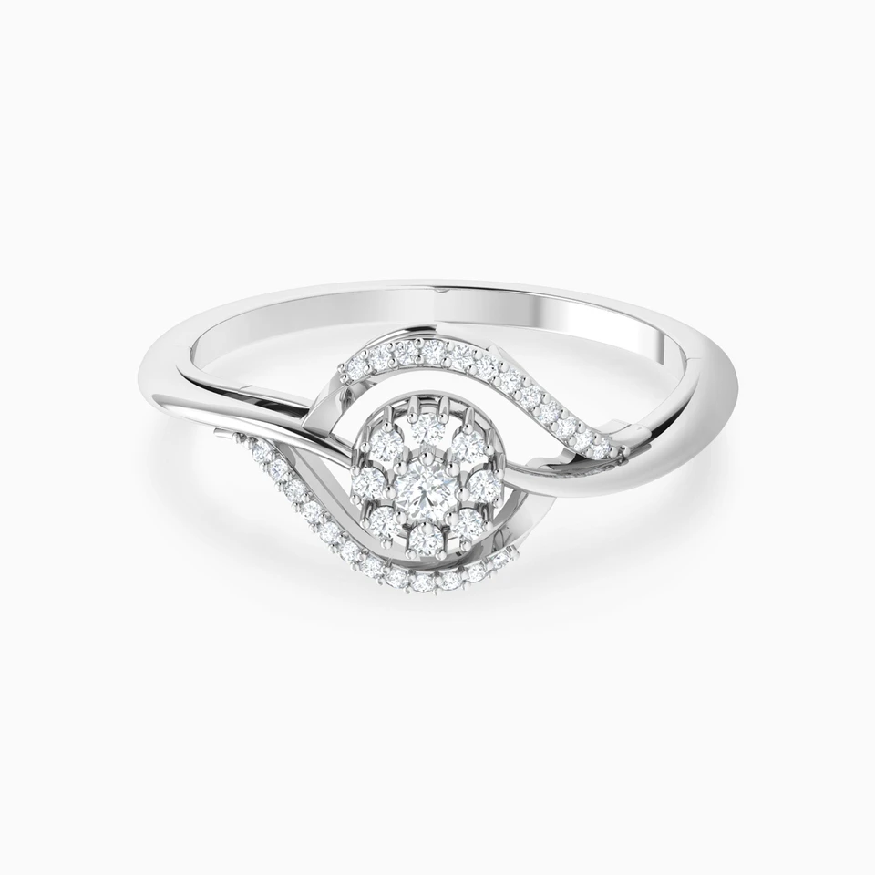 Flower Cluster & Pave Curves Diamond Ring in 18K Gold - 2 Flower Cluster & Pave Curves Diamond Ring in 18K Gold - 2