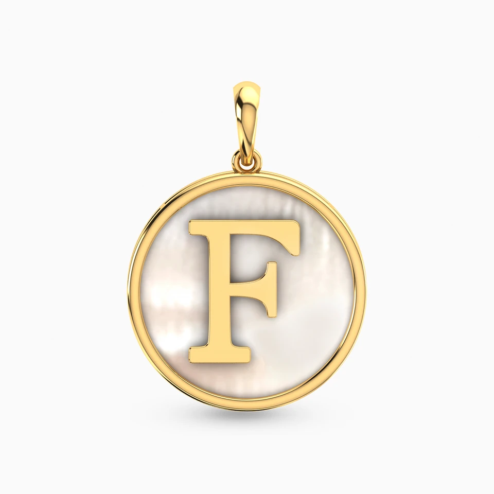 Letter F Pearl Pendant in 14K Gold Letter F Pearl Pendant in 14K Gold