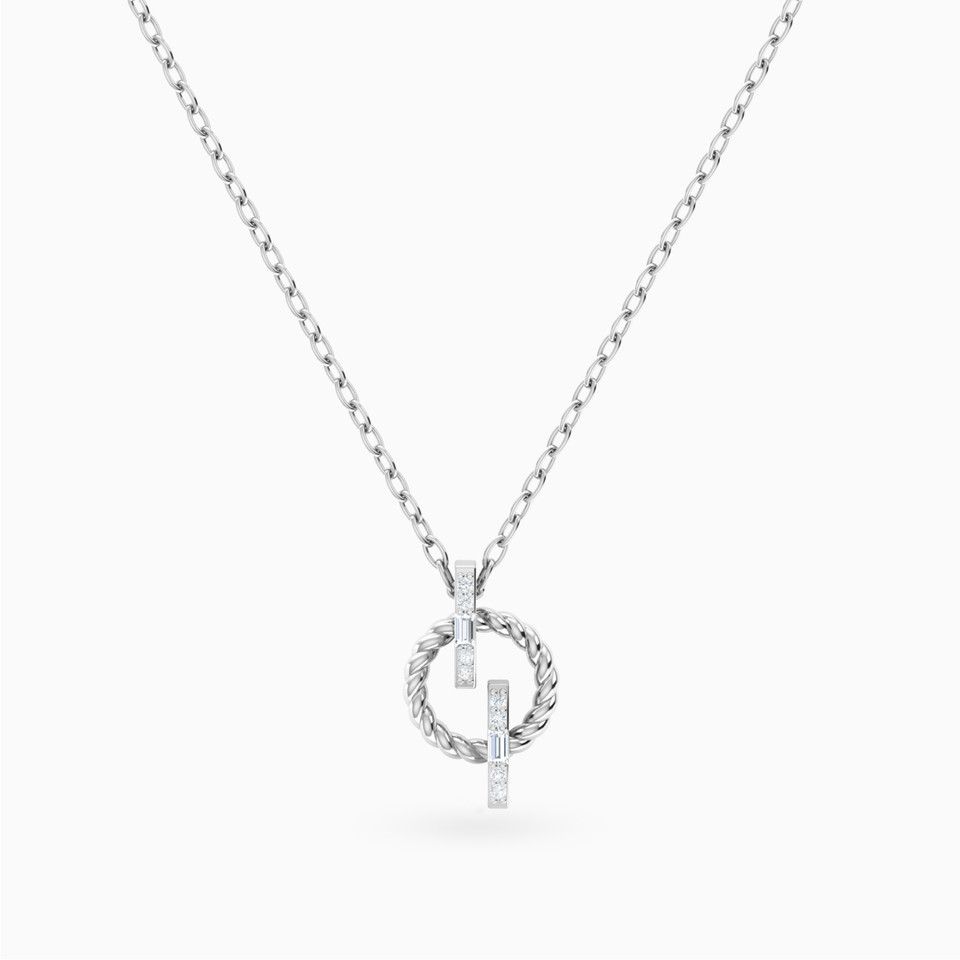 Twisted Circle & Bars Diamond Necklace in 18K Gold Twisted Circle & Bars Diamond Necklace in 18K Gold