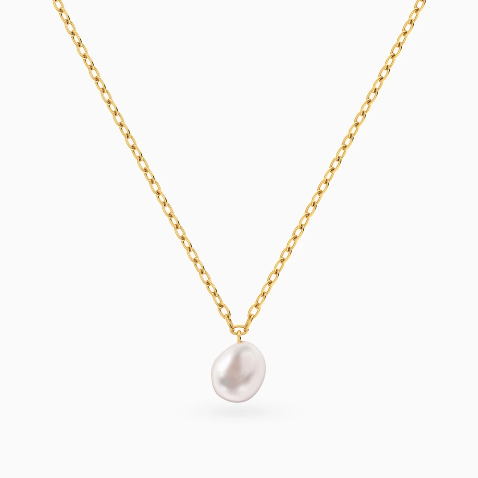 Single Pearl Chain Necklace in 14K Gold Single Pearl Chain Necklace in 14K Gold