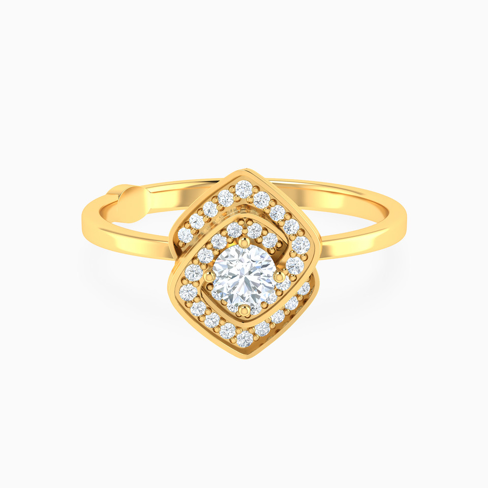 Sleek Band & Interlocked Squares Diamond Ring in 18K Gold Sleek Band & Interlocked Squares Diamond Ring in 18K Gold