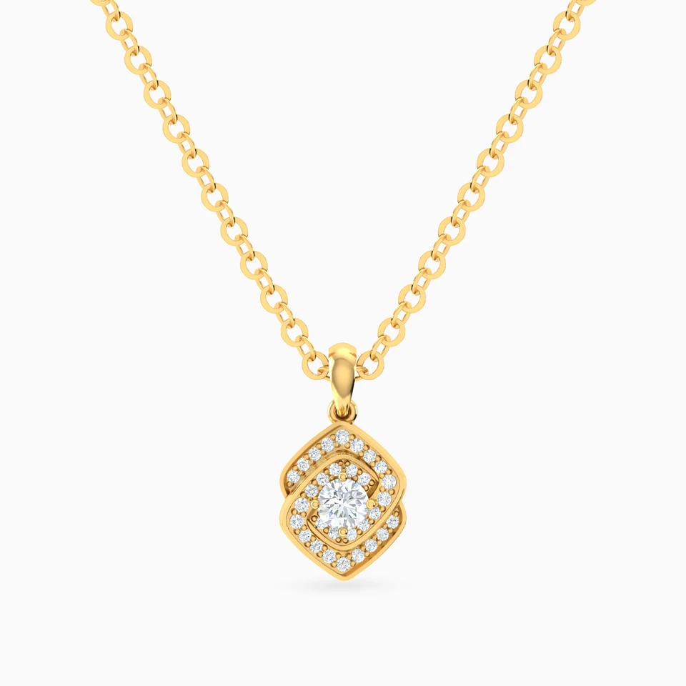 Interlocked Squares Diamond Necklace in 18K Gold Interlocked Squares Diamond Necklace in 18K Gold