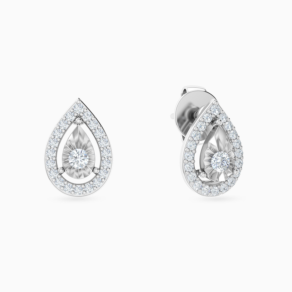 Framed Teardrop Cluster Diamond Stud Earrings in 18K Gold Framed Teardrop Cluster Diamond Stud Earrings in 18K Gold